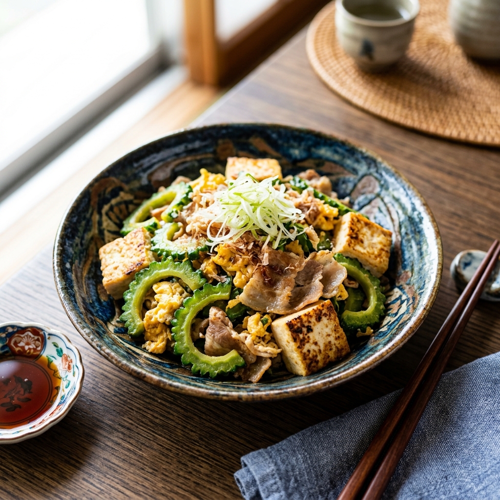 「ゴーヤの天ぷら」ほのかな苦味と黒糖焼酎
