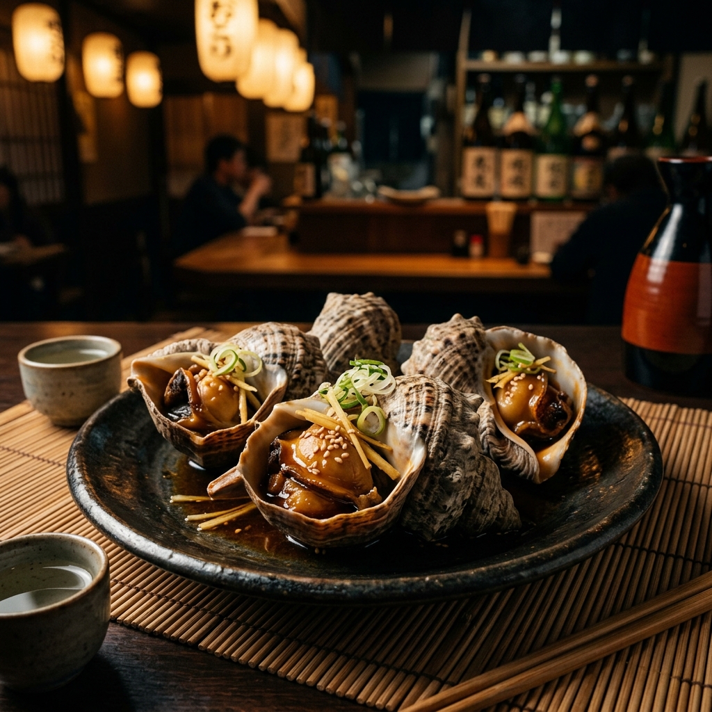 磯の香りに満ちた、極上の歯ごたえ。奄美「つぶ貝・夜光貝」の醤油煮と黒糖焼酎の贅沢な交わり